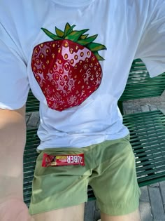 Strawberry Outfit Men, Red Summer Outfits Men, Red Top Outfit Aesthetic, Strawberry Outfit, Streetwear Inspo, Mens Casual Dress Outfits, Mens Casual Dress, Green Outfit, Casual Style Outfits