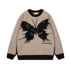 Aloha Shaka Butterfly Sweater - h0neybear Old Aesthetic, Butterfly Sweater, Beige Sweater, Butterfly Design, Jumper Sweater, Vest Top, Short Pants, Tank Shirt, Tank Top Shirt