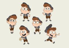 cartoon character poses with different facial expressions