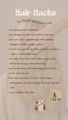 Healthy Hair Hacks Tips, Hair Hygiene Tips, Hair Caring Tips, How To Properly Take Care Of Your Hair, Healthy Hair Habits For Women, How To Keep Your Hair Healthy Tips, Hair Care Routine To Get Thick Hair, Hair Care Products For Thick Hair, Best Hair Care Routine Products