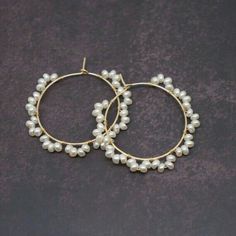 Wrapped Hoop Earrings, Ruby Earrings Studs, Hammered Hoop Earrings, Bar Stud Earrings, Bracelets Diy, Earrings Christmas, Pearl Hoop Earrings, Wedding Anniversary Gift, Birthstone Earring