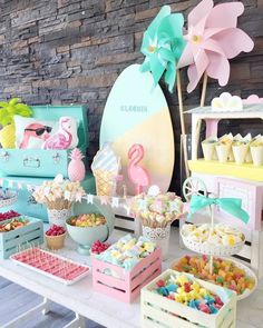 a table filled with lots of desserts and sweets