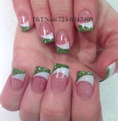 Solar Nails Ombre, Sparkly Green Ombre Nails, Ombre St Patricks Day Nails, Solar Nails, St Patricks Day Nails, Fall Gel Nails, Gel Designs, Nail Art Ombre, Fall Nail Art