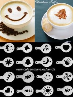 coffee art with different shapes and designs