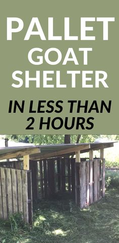 an advertisement for the pallet goat shelter in less than 2 hours is shown here