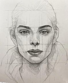 a drawing of a woman's face is shown in this image, with the lines drawn