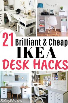 Buying a nice desk doesn't have to be expensive. Get inspired by these 30+ budget friendly and gorgeous DIY Ikea desk hacks for your workspace #desk #organization Ikea File Cabinet Desk, Office Idea For Small Space, Study Table Ikea Ideas, Craft Desk For Small Spaces, Desk Setup With Storage, Ikea Bedroom Hacks Small Spaces, Desk For Small Spaces Bedroom, Ikea Craft Desk Ideas, Ikea Small Home Office