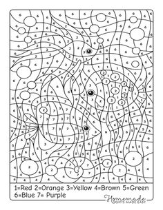 the color by number coloring page for kids