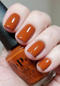 Terra Cotta Nail Color, Opi Dark Orange Nail Polish, Fall Mani Pedi Ideas, Amber Orange Nails, My Italian Is A Little Rusty Opi, Orange Nails Ideas Fall, Opi My Italian Is A Little Rusty, Short Burnt Orange Nails, Terracota Nails Ideas