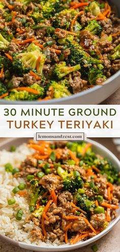 A simple weeknight dinner ready in under 30 minutes, this Ground Turkey Teriyaki Stir Fry is just the right amount of sweet and savory. A simple homemade teriyaki sauce is easier than you think--with a hint of orange zest and all the flavor the whole family will love! Healthy College Lunch Ideas, College Dinners Easy, Low Calorie Ground Turkey Meals, Low Calorie Recipes With Ground Turkey, Meal Prep Low Budget, Healthy But Filling Meals, Health Ground Beef Recipes For Dinner, Springtime Dinner Recipes, Low Calorie Whole Food Recipes