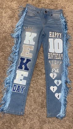 Custom Birthday Jeans Personalized Denim for Birthdays, Unique Birthday Outfit, Customized Jeans for Celebrations - Etsy Sweet 16 Outfits Ideas, Customized Birthday Outfits, Birthday Outfit For 13, Custom Birthday Jeans, Birthday Outfits With Jeans, Birthday Jeans Outfit, Birthday Outfit For Teens Sweet 16, 16th Birthday Outfit Ideas Sweet Sixteen, Birthday Outfit 16