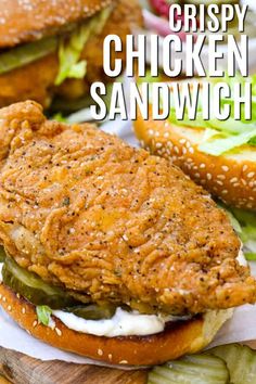 crispy chicken sandwich with pickles and ranch dressing