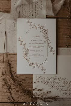 the wedding stationery is laid out and ready to be used