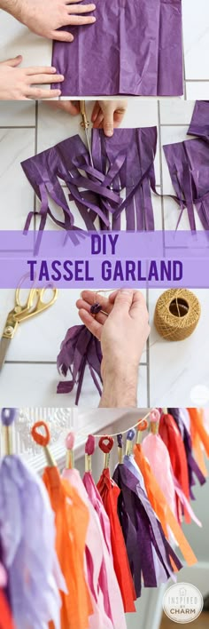 the process to make tassel garlands with tissue paper