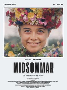 a movie poster for the film midsomer with a smiling woman wearing a flower crown