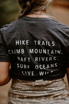 Hike Trails T – Wayward & Wild Outdoorsy Tshirt Design, Granola Hiking Outfit, Outdoorsy Style Summer, Outdoorsy Outfit, Granola Vibes, Things To Do Outside, Outdoorsy Shirt, Outdoorsy Style, She's A Lady