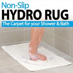 Hydro Rug Shower Stall - Non-Slip Grip Textured Surface Slip-Resistant Bath And Shower Safety  Teal Mildew Stains, Bathroom Floor Mat, Bath Water, Bathroom Carpet, As Seen On Tv, Bath Or Shower, Carpet Mat, Shower Mat, Shower Rugs