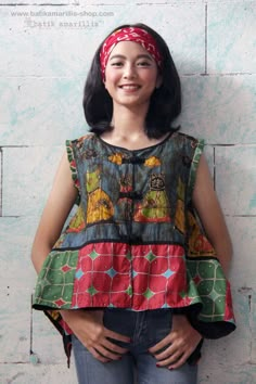 Batik Amarillis webstore www.batikamarillis-shop.com Our new fave's signature patchwork vest  in Batik Wonogiren in cat series :) Vest Patchwork, Patch Blouse, Batik Amarillis, Boho Wear, Patchwork Vest, Patchwork Fashion, Patchwork Clothes, Creative Clothes, Batik Fashion