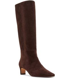 Steve Madden Dagne Suede Snip Toe Tall Boots | Dillard's Fitted Suede Heeled Boots With Closed Toe, Fitted Workwear Boots With Removable Insole, Tall Brown Suede Boots, Tall Suede Boots, Brown Suede Boots, Quiet Luxury, Dillard's, Tall Boots, Suede Boots