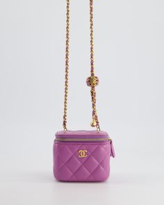 for more information on this item Brand - Chanel Material - Lambskin Leather Colour - Purple Hardware - Antique Gold Accompanied by the original dustbag, Chanel & Entrupy Measurements – 10cm x 8.5cm x 7cm Code - 31973491 Year - 2021 Ref - 030671 We are not affiliated with the brands we sell. Please note that all of our items are unless stated otherwise and purchasing with us is contributing to an ethical and sustainable fashion future. All our items come with an . All sales are final. You are making great choices for the planet and for yourself, Love Sellier Coco Crush, Mini Vanity, Vanity Bag, Gold Ounce, Prada Bag, Lambskin Leather, Dior Bag, Chanel Bag, Gucci Bag