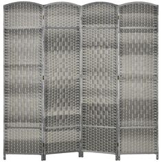 a room divider made out of woven fabric with four panels on each side and one panel