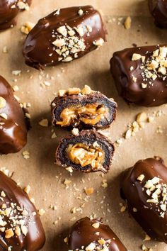 chocolate covered donuts with peanut butter on top