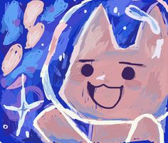 a drawing of a cat wearing a space suit and holding a starfish in his hand