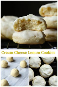 several pictures of cream cheese lemon cookies