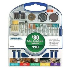 the dremel tool set is packed with various tools and accessories in it's case