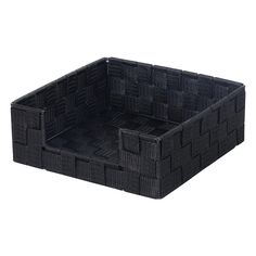 a black basket that is open and empty