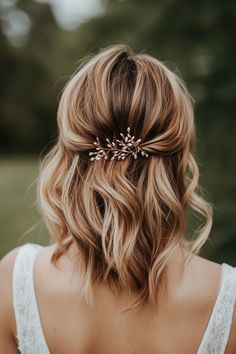 the back of a woman's head wearing a hair comb