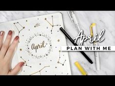 a woman's hand on top of a notebook with the words, april plan with me