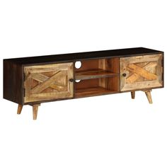 The wooden TV cabinet will make a timeless addition to your interior decor. The HiFi cabinet is made of solid mango wood and is highly stable and durable. Mango wood is a dense and robust hardwood which has beautiful brown or golden streaks and contours on its surface. The sturdy top is ideal for placing your TV and stereo systems as well as decorative items like vases or potted plants. The TV stand provides ample storage space for keeping your DVD players, game consoles, streaming devices, media carriers, etc. neatly organized Material: Solid mango wood Dimensions: 55.1" x 11.8" x 17.7" (W x D x H) With ample storage space Polished, painted and lacquered Easy to assemble Hifi Cabinet, Wooden Tv Cabinet, Wood Tv Cabinet, Wooden Tv, Solid Wood Tv Stand, Stereo Systems, Entertainment Stand, Mobile Tv, Tv Stand Wood