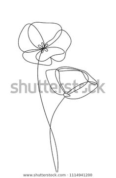 continuous line drawing of a single flower