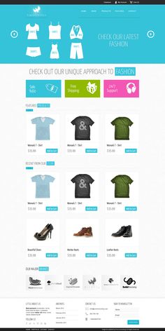 the website is designed to look like it has many different items on it, including t - shirts and shoes