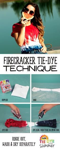 the instructions for how to make a firecracker tie - dye tee - dye technique