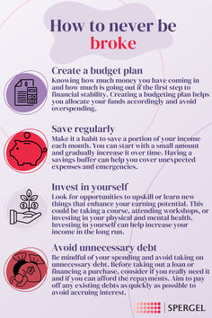 an info sheet describing how to never be broke in the process of getting out of debt