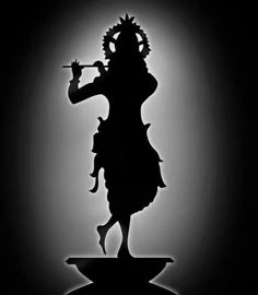 Lord Krishna Black And White, Bf Pictures, Krishna Tattoo, Silhouette Painting, Ganpati Decoration