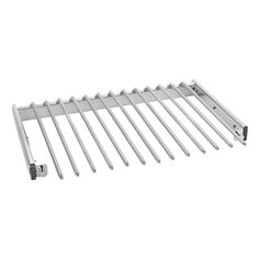 an image of a metal shelf with wheels on it