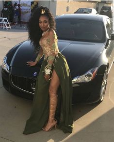 Olive Green Prom Dresses, Green Prom Dresses With Sleeves, Olive Green Prom Dress, Green Prom Dresses, Princesa Tiana, Prom Dresses Black Girls Slay, Green Prom