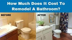 before and after pictures of a bathroom remodel