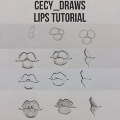 the instructions for how to draw lips and mustaches in different ways, including pencil