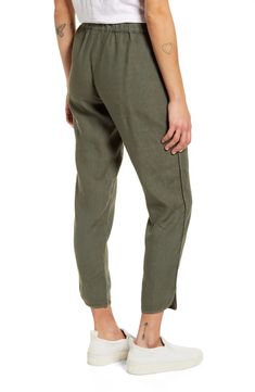 Caslon® Track Style Linen Pants | Nordstrom Spring Linen Pull-on Bottoms, Spring Linen Pants With Pull-on Style, Spring Linen Pull-on Pants, Casual Solid Color Linen Capris, Casual Linen Straight Leg Capris, Casual Cropped Linen Capris, Casual Linen Cropped Leg Capris, Casual Linen Cropped Capris, Versatile Linen Bottoms For Spring