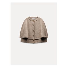 Round neck cardigan with short sleeves and cape. Rib trim. Front button closure. Cardigan With Shorts, Round Neck Cardigan, Cape Designs, Waistcoat Dress, Knitted Cape, Jeans Cargo, Shirt Blouses Tops, Tshirt Skirt, Shirt Skirt