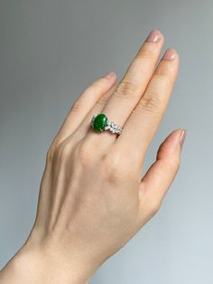 Jade Engagement Ring, Jade Ring for Women, Jade Ring with Diamond, Imperial Green Jadeite Ring, Marquise Diamond Ring, Unique Gift for Women Jade Ring Design, Jade Ring Engagement, Jade Rings For Women, Jade Jewelry Design, Long Rings, Jade Engagement Ring, Jadeite Ring, Diamond Ring Unique, Ring Inspo