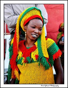 African Woman Rasta Fashion, Jamaican Women, Haile Selassie, Colorful Dress, Crochet Wrap, April Showers, African Culture