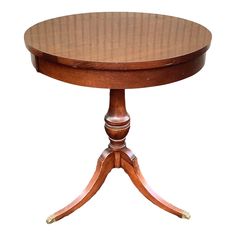 a round wooden table with two legs on an isolated white background for use as a centerpiece