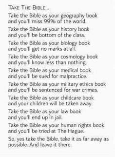 an open book with the words take the bible