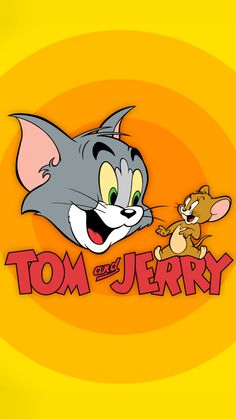 an iphone case with tom and jerry on the front, in yellow background that says tom and