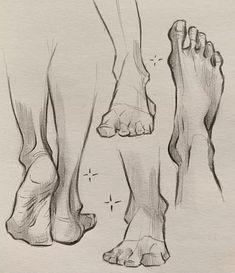 an image of feet and toes drawn in pencil